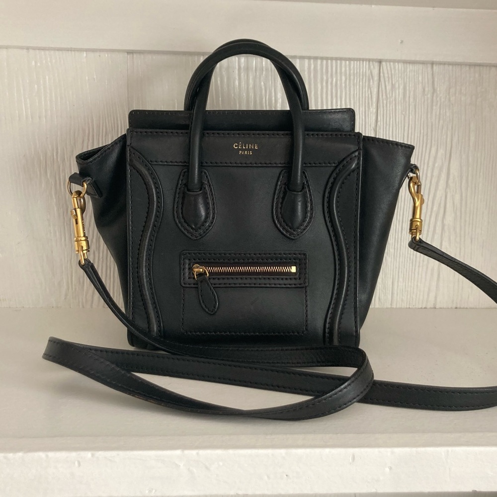 Celine Nano Black Leather Crossbody Bag